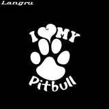 I Love My Pitbull Paw Sticker