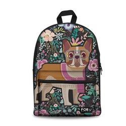 French Bulldog Square Floral Background Pattern Backpack