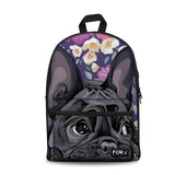 Black French Bulldog Laying Floral Background Backpack