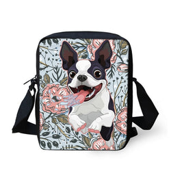 Cartoon Happy Jumping Boston Terrier Shoulder Bag