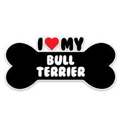 I Love My Bull Terrier Bone Sticker