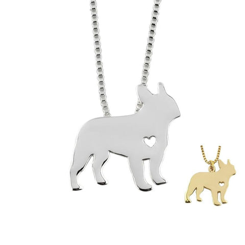 Cute Small Heart French Bulldog Shape Pendant Necklace