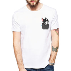 Cute Cartoon Pocket French Bulldog Side Men's T-Shirt