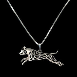 Leaping Pit Bull Pendant Necklace