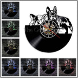Two French Bulldogs Vinyl Record Wall Clock