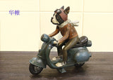 Motorbike Riding Boston Terrier Figurine Ornament