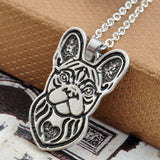 French Bulldog Head Outline Heart Pendant Necklace