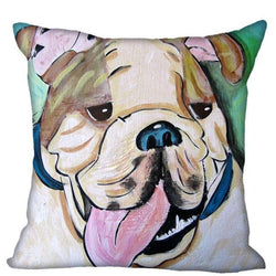English Bulldog Tongue Cartoon Painting Pillowcase