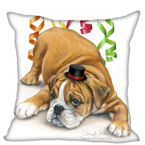 English Bulldog Cartoon Funny Small Hat Pillowcase