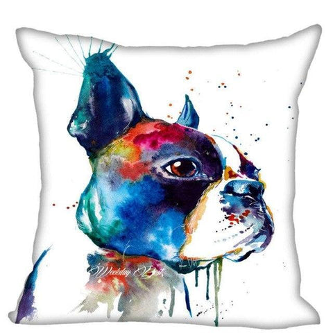 Black White Boston Terrier Color Painting Design Pillowcase