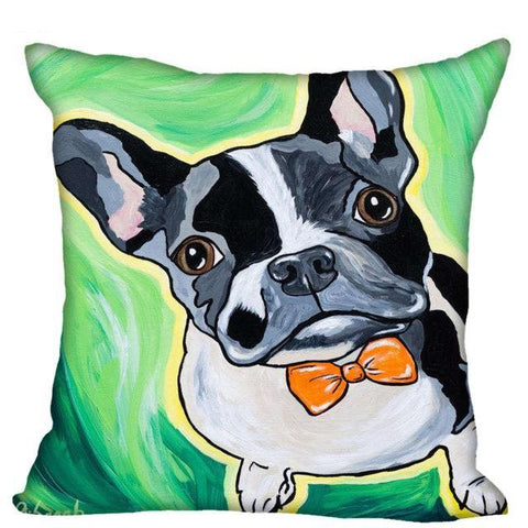 French Bulldog Orange Bow Tie Color Cartoon Pillowcase