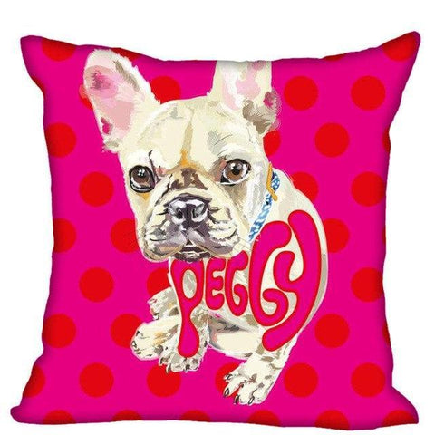 French Bulldog Red Polka Dots Background Pillowcase