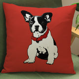 French Bulldog Sketch Red Collar Sitting Pillowcase