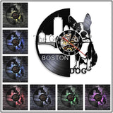 Boston Terrier Vinyl Record Wall Clock