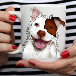 Happy Pit Bull Cartoon Snuggle Love Coffee Mug