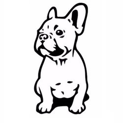Sitting French Bulldog Puppy Outline Drawing Sticker (3" x 6")