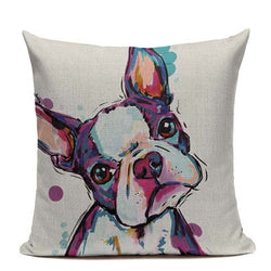Colored Boston Terrier Water Painting Pillowcase