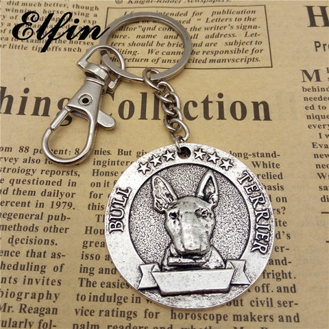Vintage Bull Terrier Antique Style Keychain