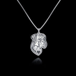 Frowning American Bulldog Heart Pendant Necklace