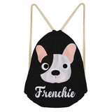 Frenchie Bulldog Head Circle Eyes Drawstring Backpack
