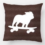 French Bulldog Riding Skateboard Silhouette Pillowcase
