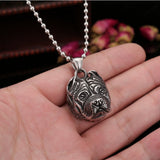 Stainless Steel Big Pit Bull Head with Battle Ears Necklace
