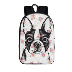 Boston Terrier Drawing Rose Background Backpack