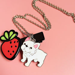 Cute White French Bulldog Puppy Pendant Necklace